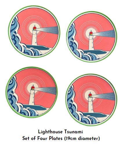 Tsunami Lighthouse Plate - Set of Four