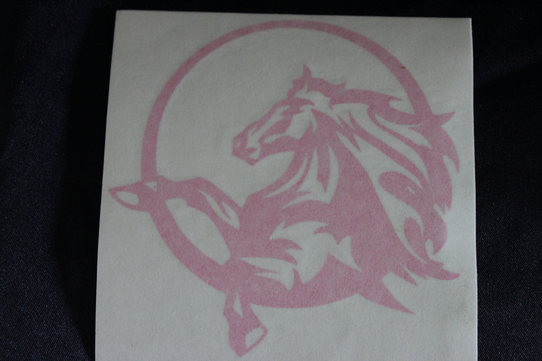 Pink horse in circle decal