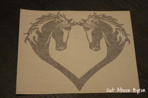 Black horses with blaze heart silouette decal