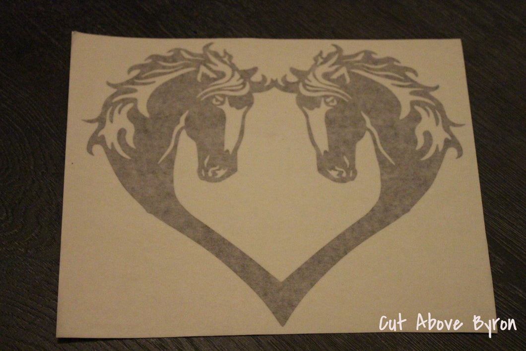 Black horses with blaze heart silouette decal