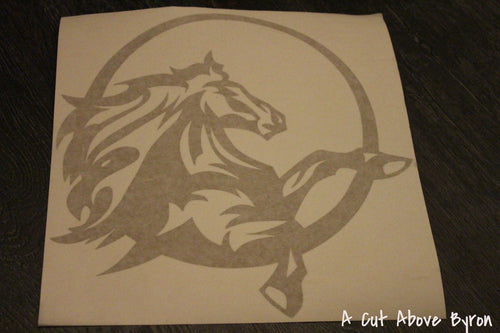Large gold horse in circle decal