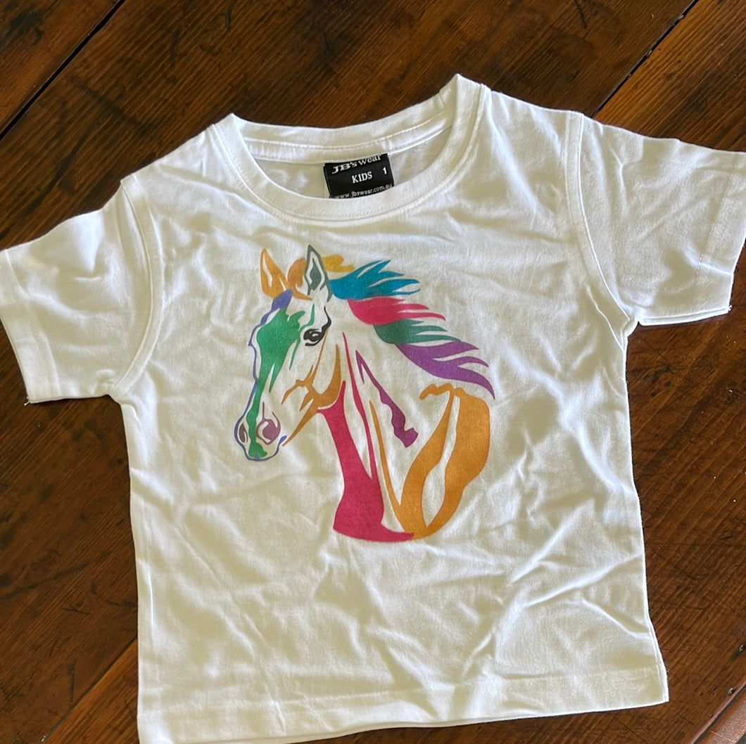 Kids Rainbow Horse head print size 1